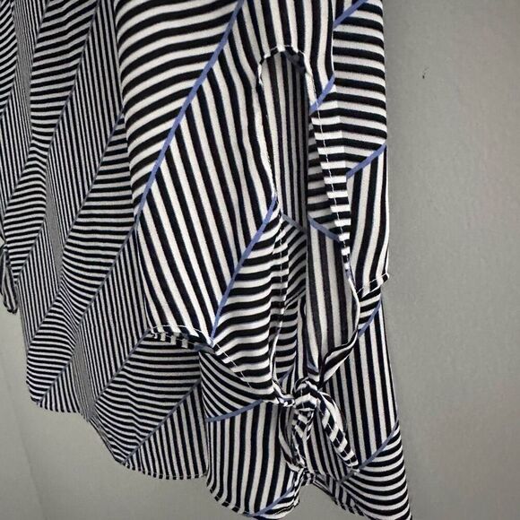 Talbots Chevron Print 2X Tie-Sleeve Blouse - Picture 6 of 9